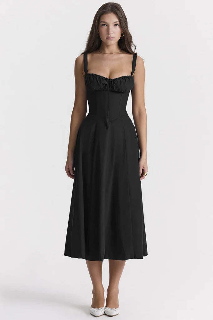 Elegantes, ärmelloses Damen-Partykleid mit Blumenmuster, Schlitz und herzförmigem Ausschnitt