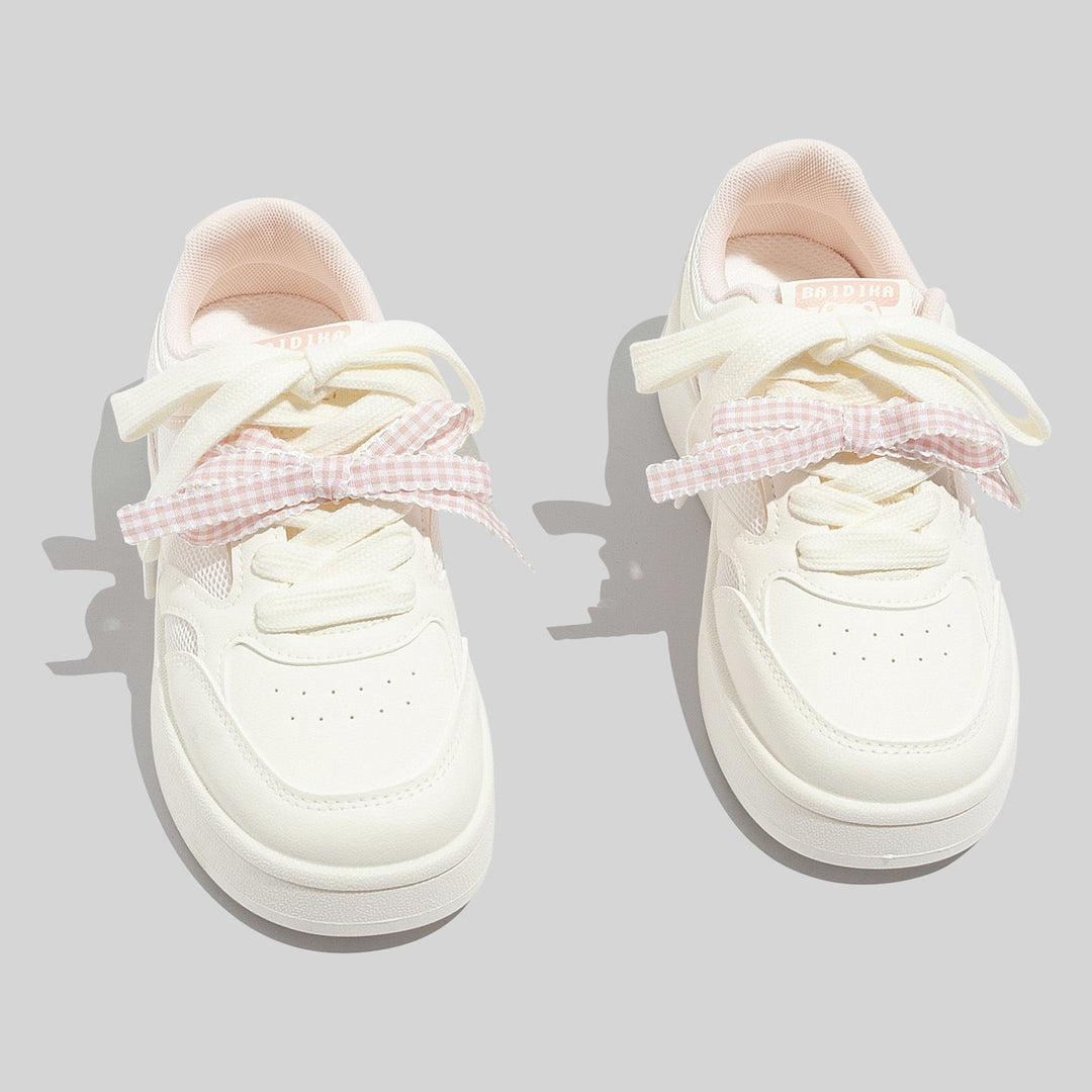 Damen Atmungsaktive Weiße Mesh Sneaker Mit Schnürung
