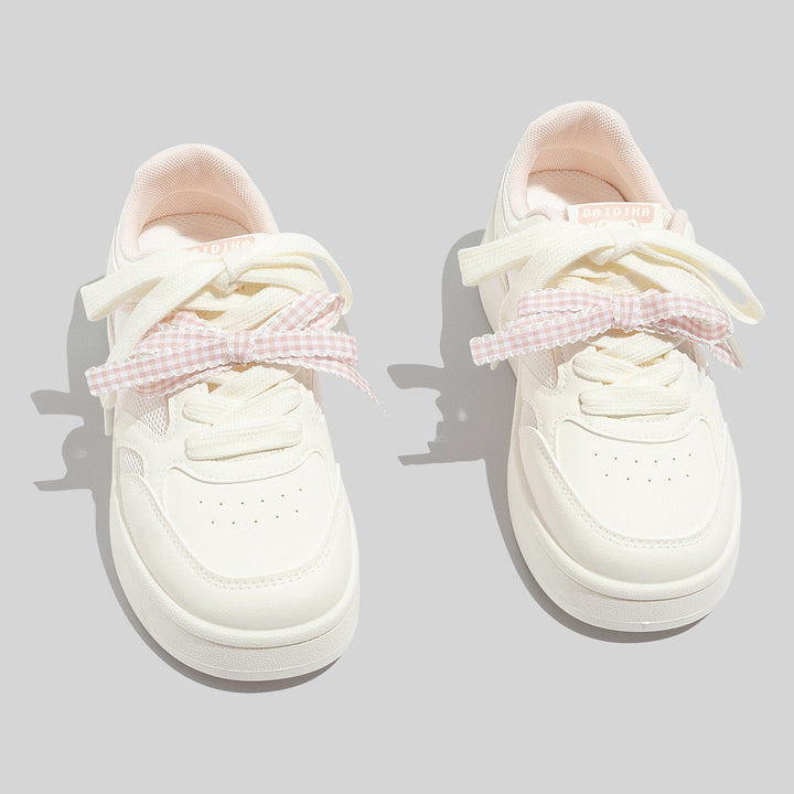 Damen Atmungsaktive Weiße Mesh Sneaker Mit Schnürung