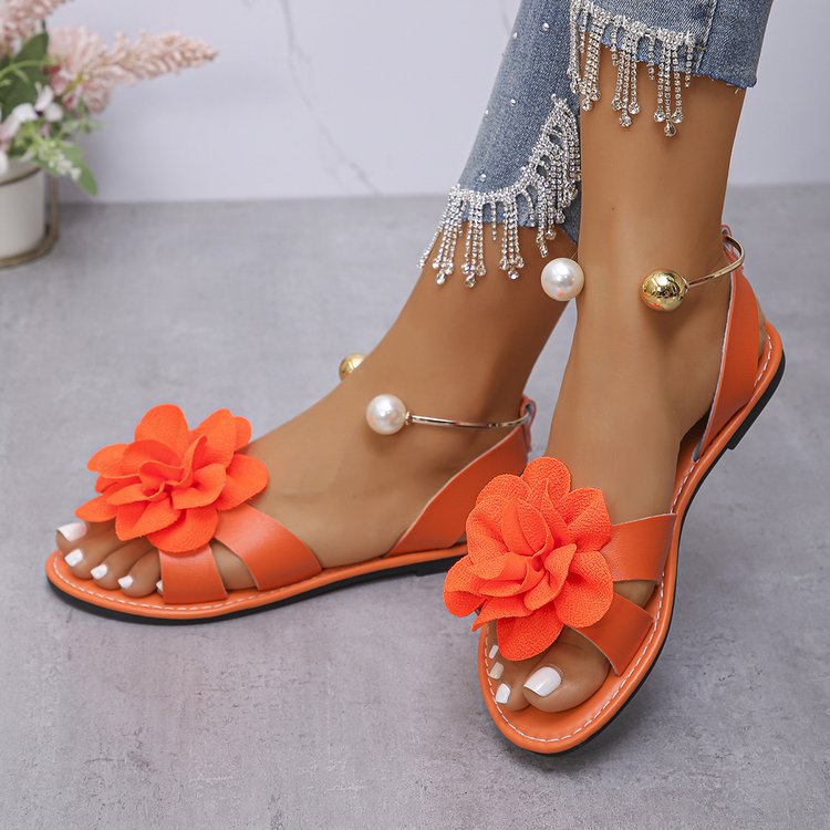 Damen Elegante Sandalen Mit Floralen Applikationen – Stilvolle Sommerschuhe