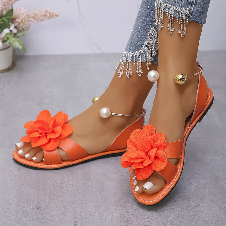Damen Elegante Sandalen Mit Floralen Applikationen – Stilvolle Sommerschuhe