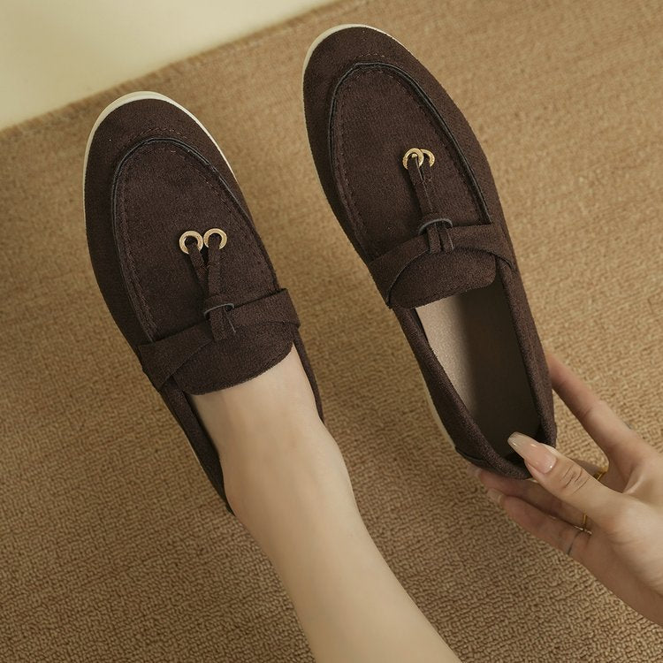 Damen Flache Slip-On Wildleder Loafer – Bequeme Freizeitschuhe