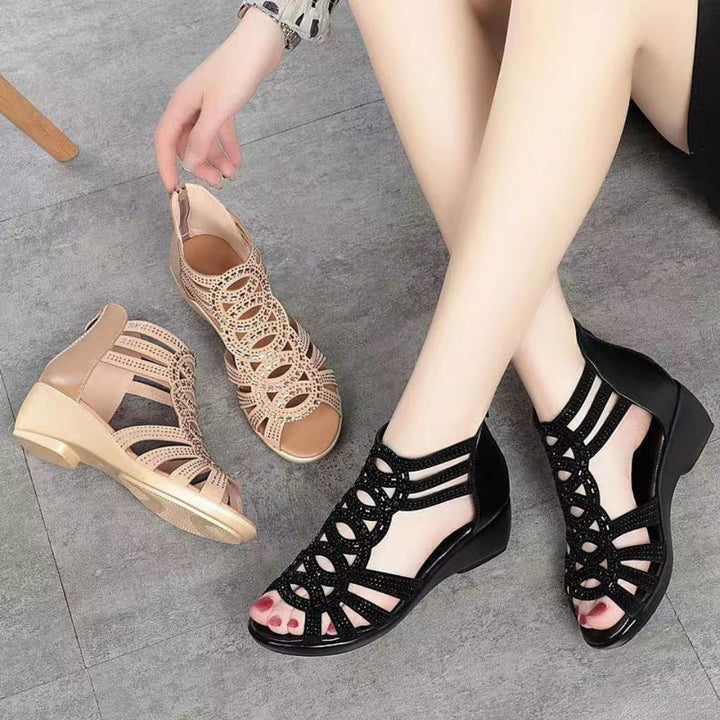 Damen Stilvolle Gladiator Glitzer Sandalen – Elegante Riemchen Komfort Schuhe