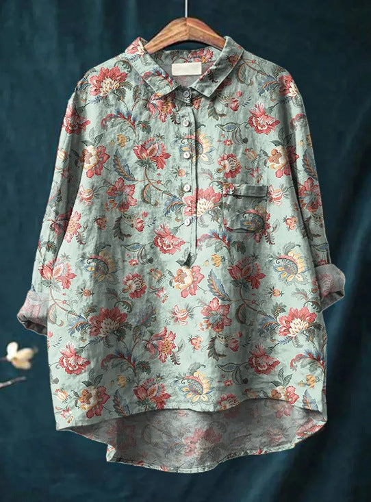 Damenbluse Mit Floralem Langarmdesign
