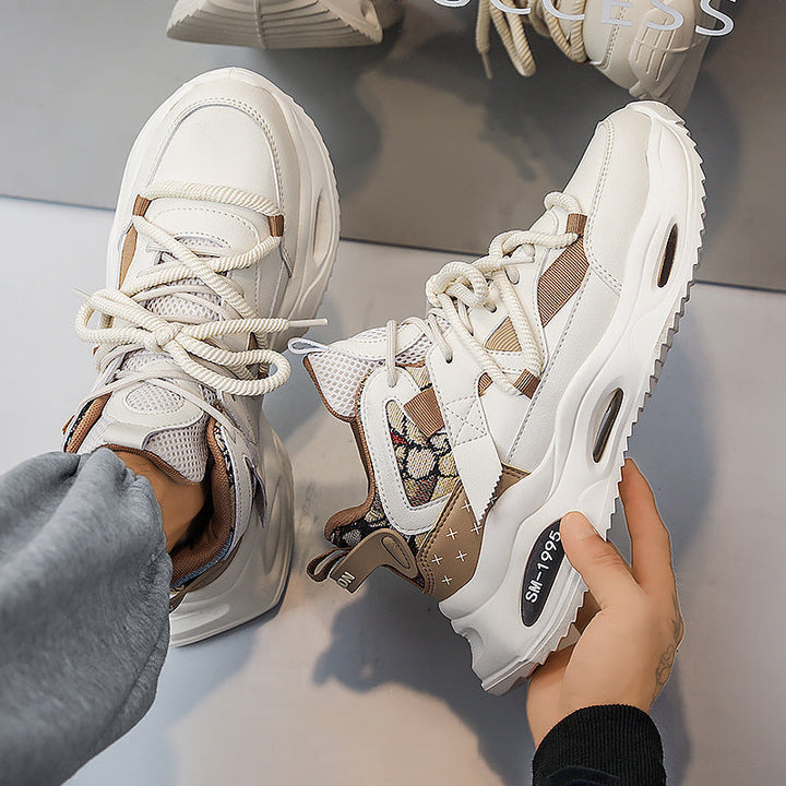 Damen Plateau Leder Sneaker Mit Stilvoller Schnürung Komfort Passform