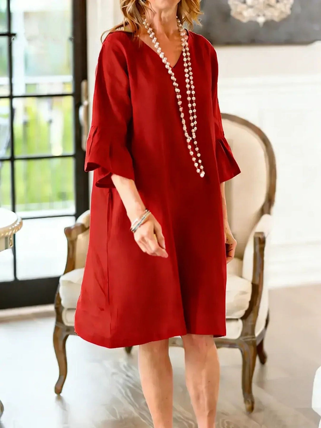 Damen Freizeitkleid Mit Rüschen – Hüftlang Lockeres Sommer Outfit