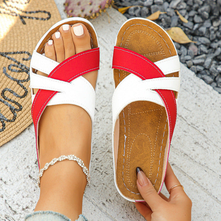 Damen Offene Riemchen Leder Sandalen – Bequeme Sommerschuhe