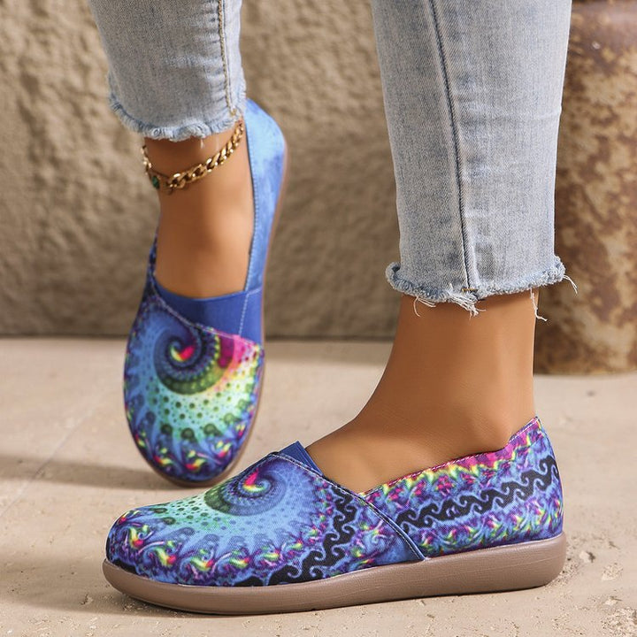 Damen Bunte Slip-On Ballerinas – Elastischer Bund Komfort Schuhe