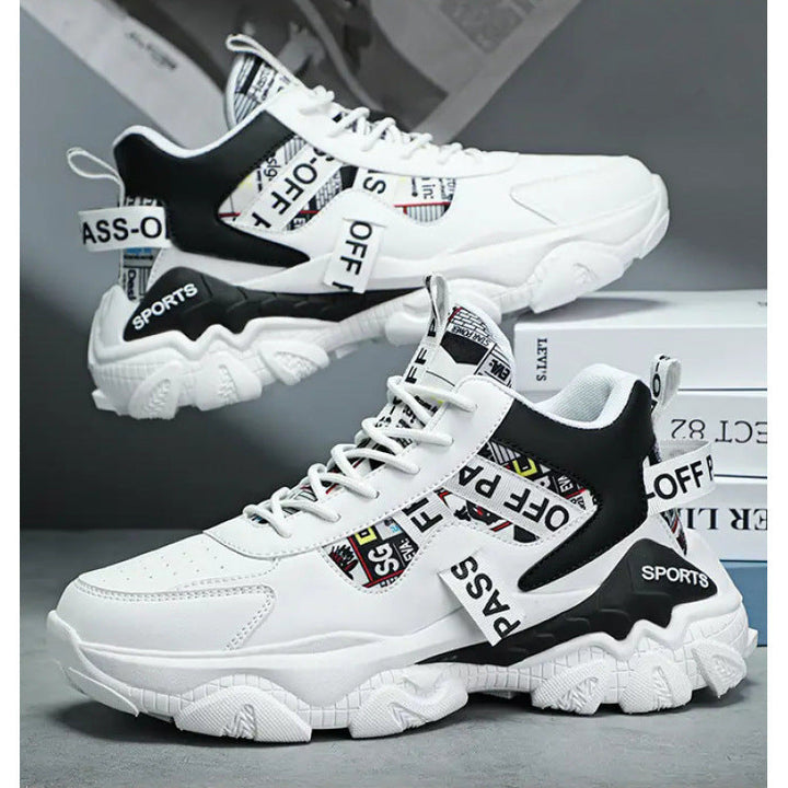 Damen Trendige Plateau Sneaker Mit Buchstaben Print Und Schnürung