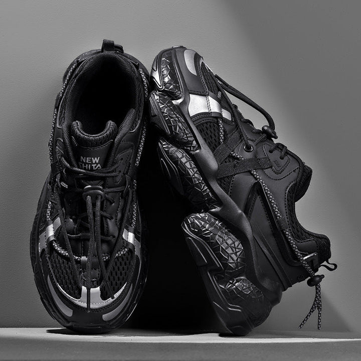 Damen Schwarze Rutschfeste Plateau Sneaker Mit Schnürung