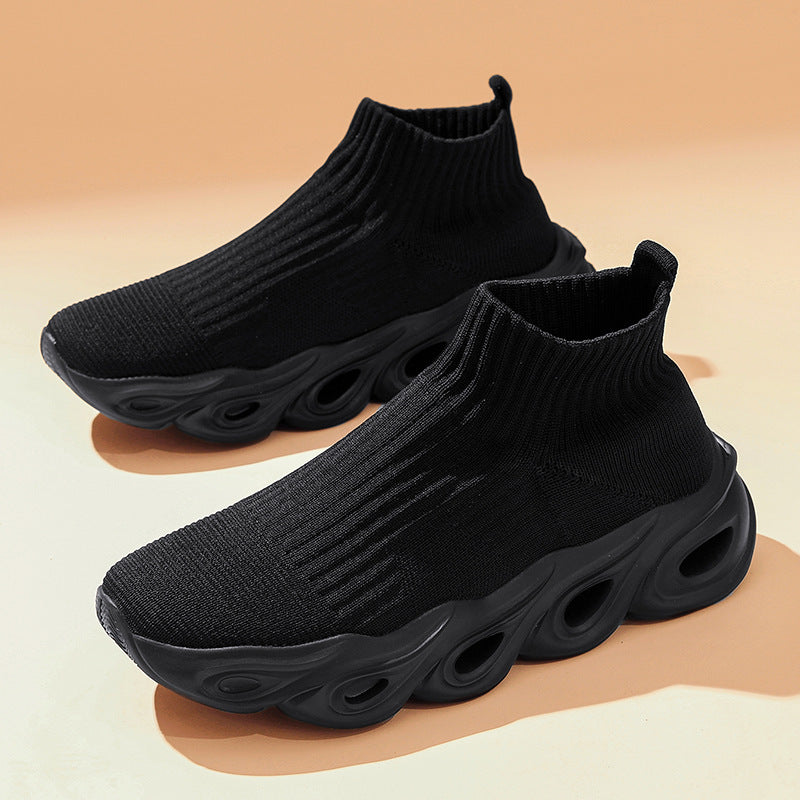 Damen Sock Sneaker Mit Knöchelhöhe Und Weißer Sohle Leicht