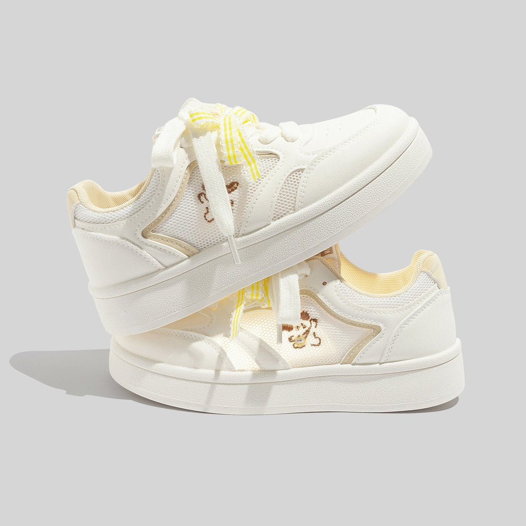 Damen Atmungsaktive Weiße Mesh Sneaker Mit Schnürung