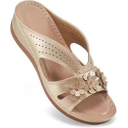 Damen Bequeme Fußbett Sandalen Mit Blumen Design – Orthopädischer Sommerkomfort