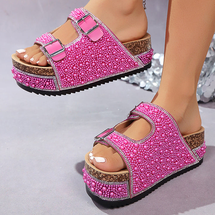 Damen Elegante Offene Glitzerstein Sandalen – Funkelnde Komfort Schuhe