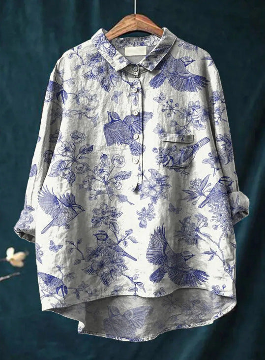 Damenbluse Mit Floralem Langarmdesign