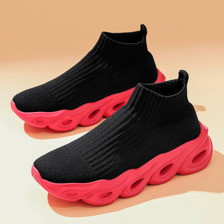 Damen Sock Sneaker Mit Knöchelhöhe Und Weißer Sohle Leicht