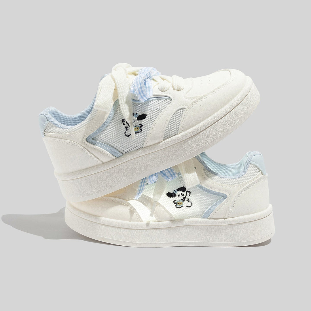 Damen Atmungsaktive Weiße Mesh Sneaker Mit Schnürung
