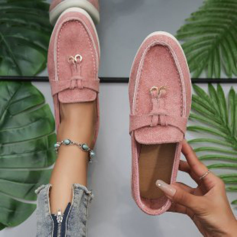 Damen Flache Slip-On Wildleder Loafer – Bequeme Freizeitschuhe