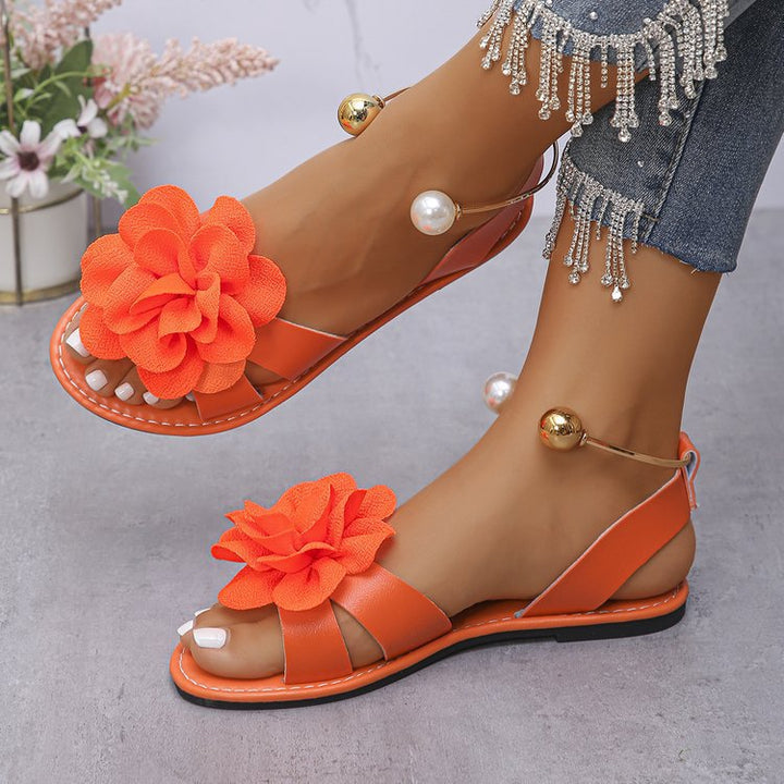 Damen Elegante Sandalen Mit Floralen Applikationen – Stilvolle Sommerschuhe