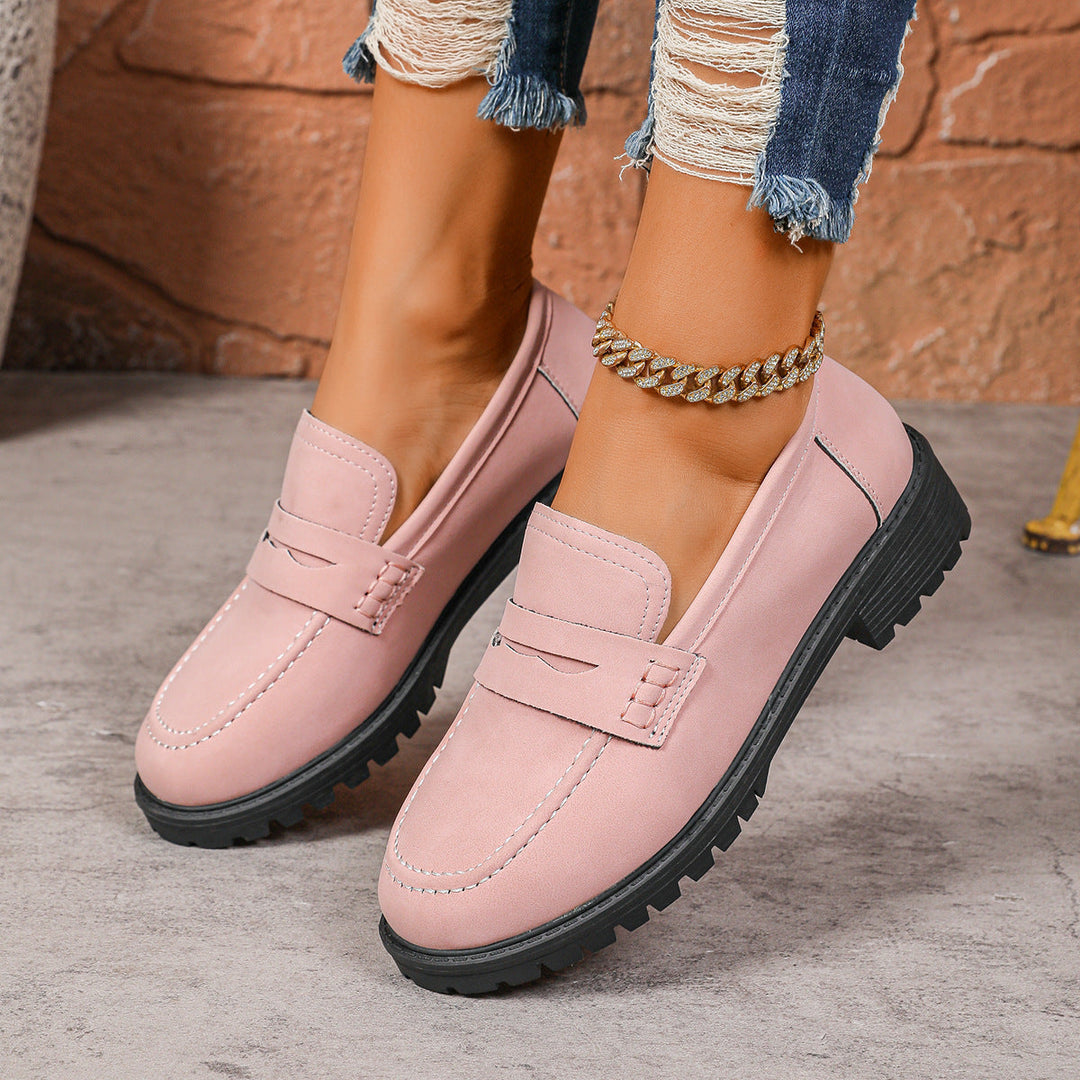 Damen Rote Wildleder Chunky Plattform Penny Loafer Mit Profilsohle