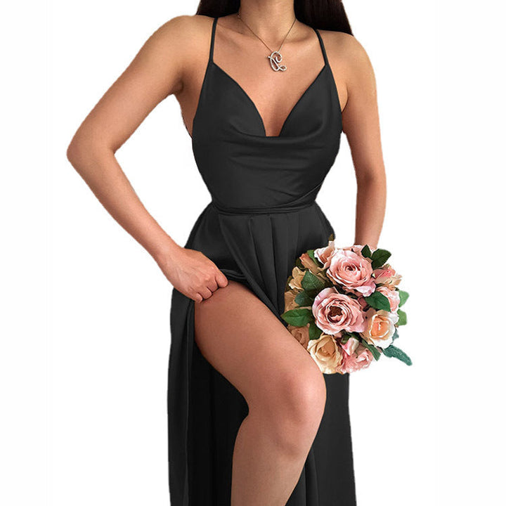 Brautkleid mit V-Ausschnitt für Damen – Elegantes, fließendes Kleid für festliche Anlässe
