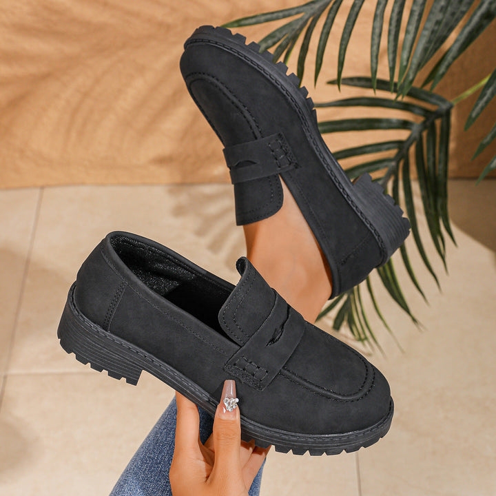 Damen Rote Wildleder Chunky Plattform Penny Loafer Mit Profilsohle