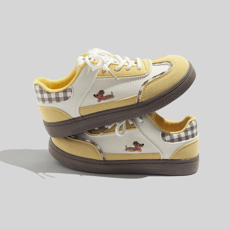 Damen Stilvolle Schnürbare Rote Sneaker Mit Karomuster Design