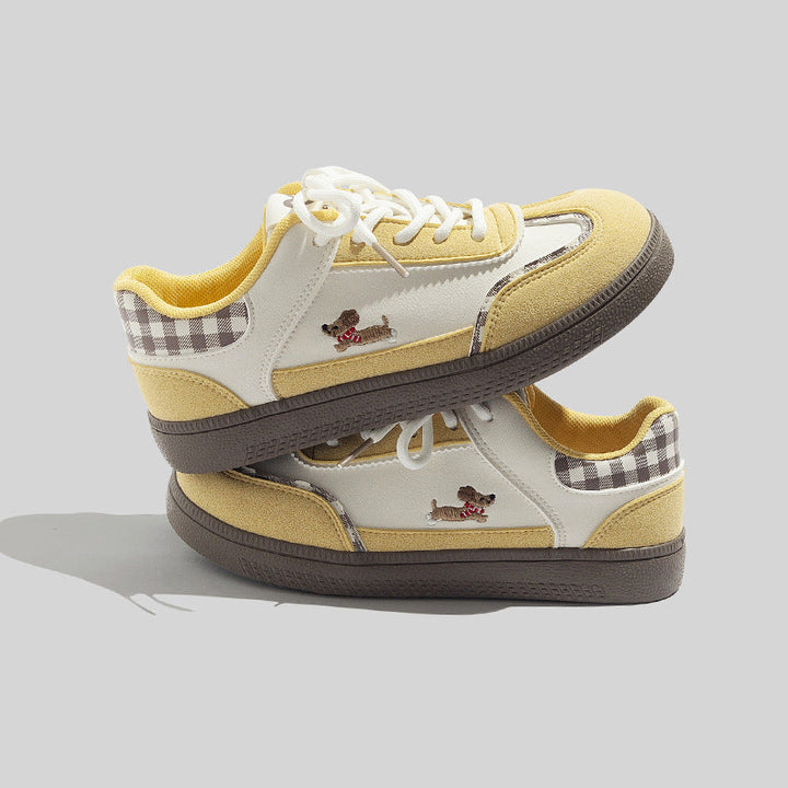 Damen Stilvolle Schnürbare Rote Sneaker Mit Karomuster Design