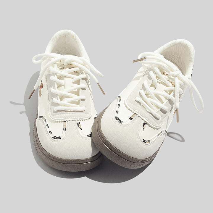 Damen Stilvolle Schnürbare Rote Sneaker Mit Karomuster Design