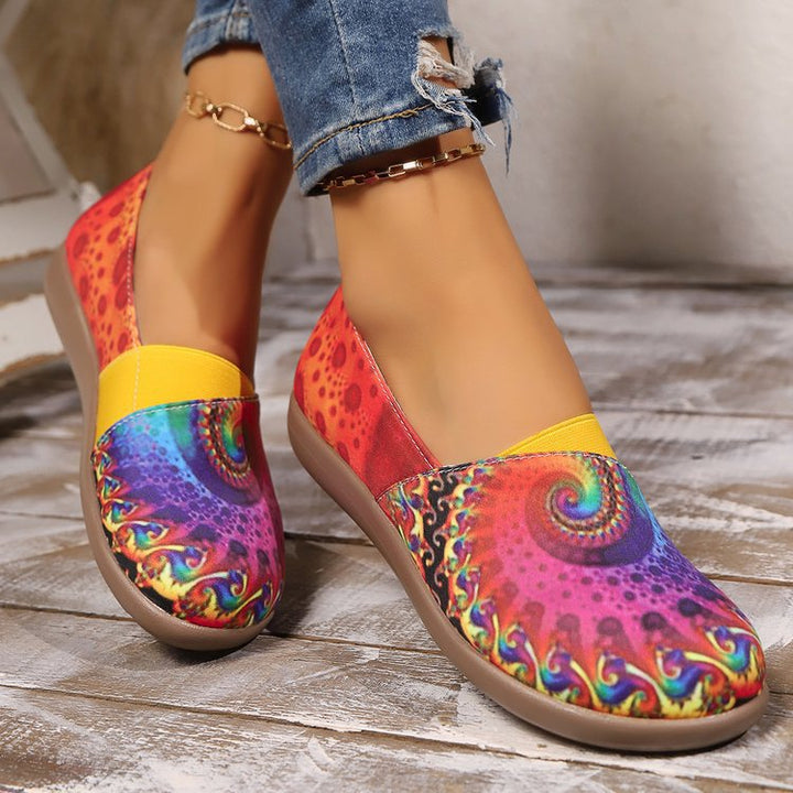 Damen Bunte Slip-On Ballerinas – Elastischer Bund Komfort Schuhe
