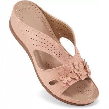 Damen Bequeme Fußbett Sandalen Mit Blumen Design – Orthopädischer Sommerkomfort
