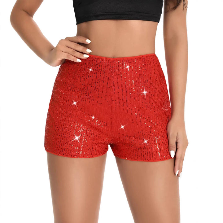 Damen Hochgeschnittene Pailletten Shorts – Glänzender Party Glam Fit