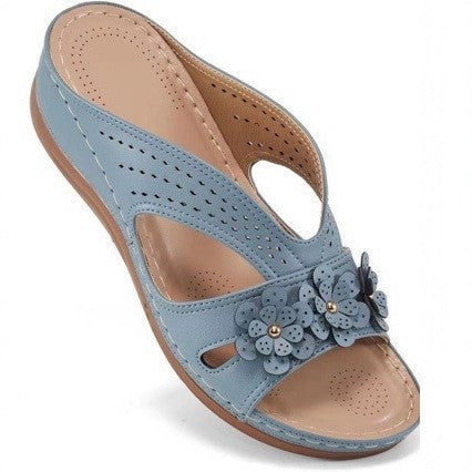 Damen Bequeme Fußbett Sandalen Mit Blumen Design – Orthopädischer Sommerkomfort