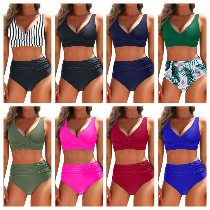 Damen Bikini Set Mit Hochtaillierten Shorts – Figurformende Bademode