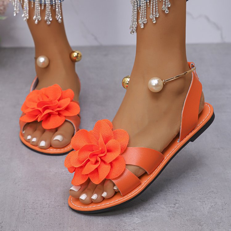 Damen Elegante Sandalen Mit Floralen Applikationen – Stilvolle Sommerschuhe