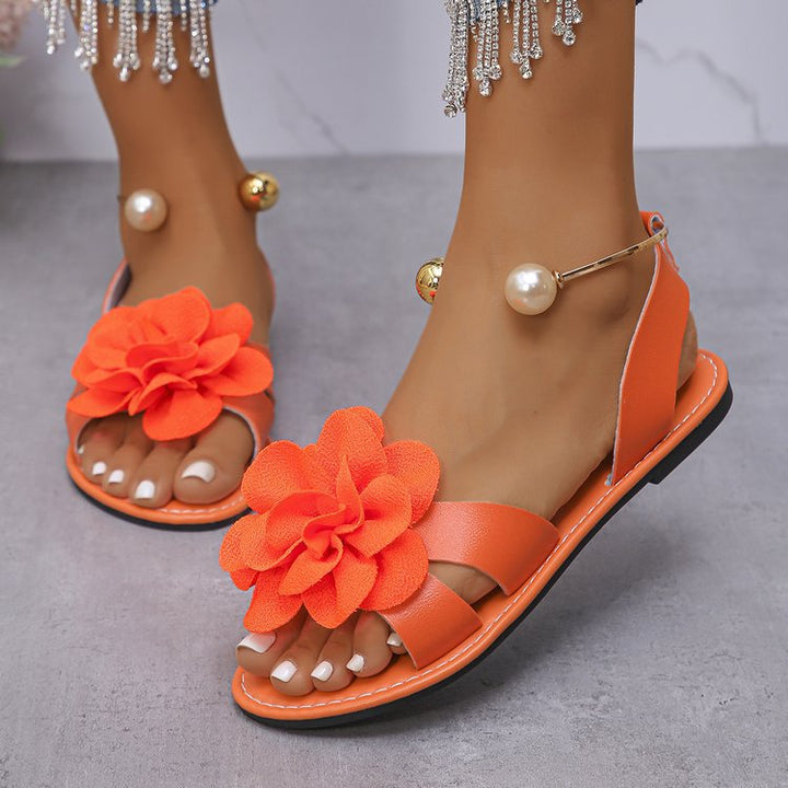 Damen Elegante Sandalen Mit Floralen Applikationen – Stilvolle Sommerschuhe