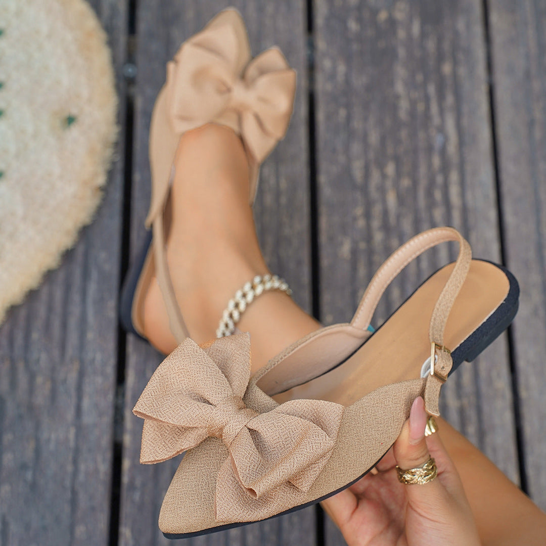 Damen Elegante Slingback Ballerina Schuhe – Schleifen Detail Komfort