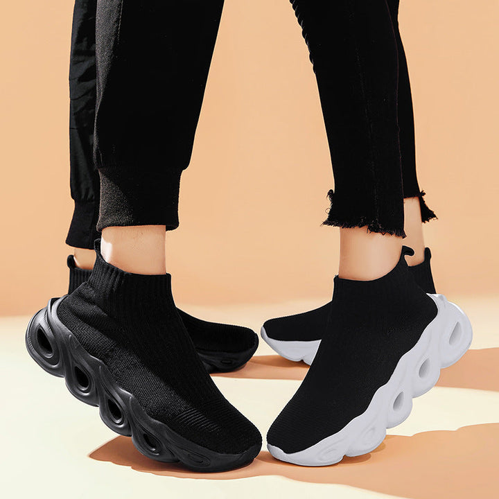 Damen Sock Sneaker Mit Knöchelhöhe Und Weißer Sohle Leicht