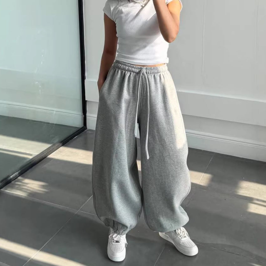 Damen Bequeme Weite Hose Mit Elastischem Bund – Locker Geschnittene Hose