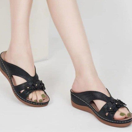 Damen Bequeme Fußbett Sandalen Mit Blumen Design – Orthopädischer Sommerkomfort