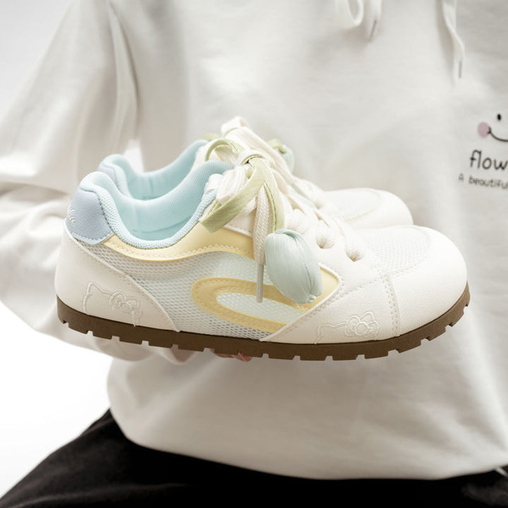 Damen Trendige Hello Kitty Rutschfeste Sneaker Mit Einzigartiger Blüten Schnürung