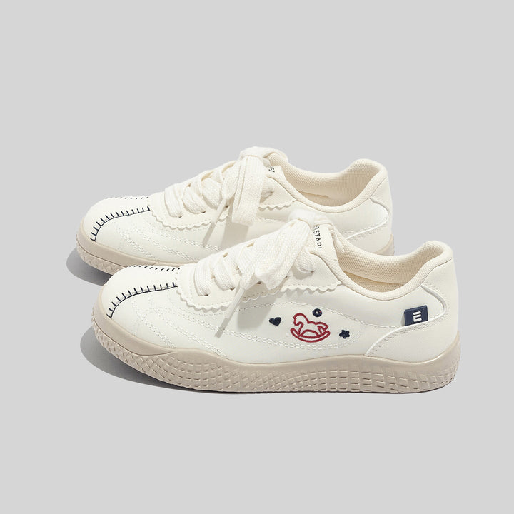 Damen Stilvolle Schnürbare Blaue Ledersneaker
