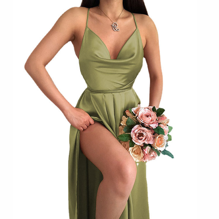 Brautkleid mit V-Ausschnitt für Damen – Elegantes, fließendes Kleid für festliche Anlässe
