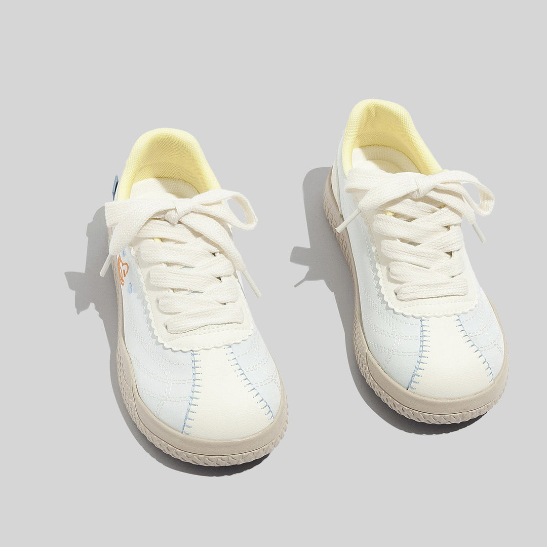 Damen Stilvolle Schnürbare Blaue Ledersneaker
