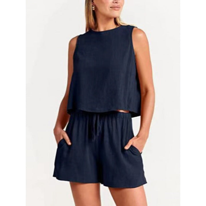 Damen Lässiger Zweiteiler – Leichtes Oberteil Und Shorts Set