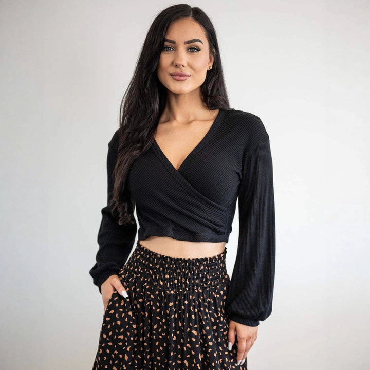 Damen Wickeloberteil Mit V-Ausschnitt Und Langen Ärmeln – Elegante Slim Fit Bluse