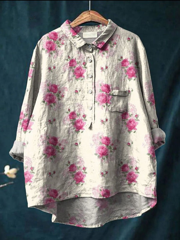 Damenbluse Mit Floralem Langarmdesign