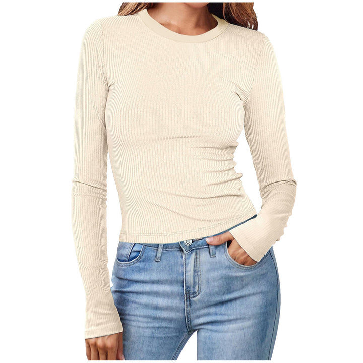Damen Figurbetontes Langarmshirt Mit Rippstruktur – Schmaler Stretch Fit