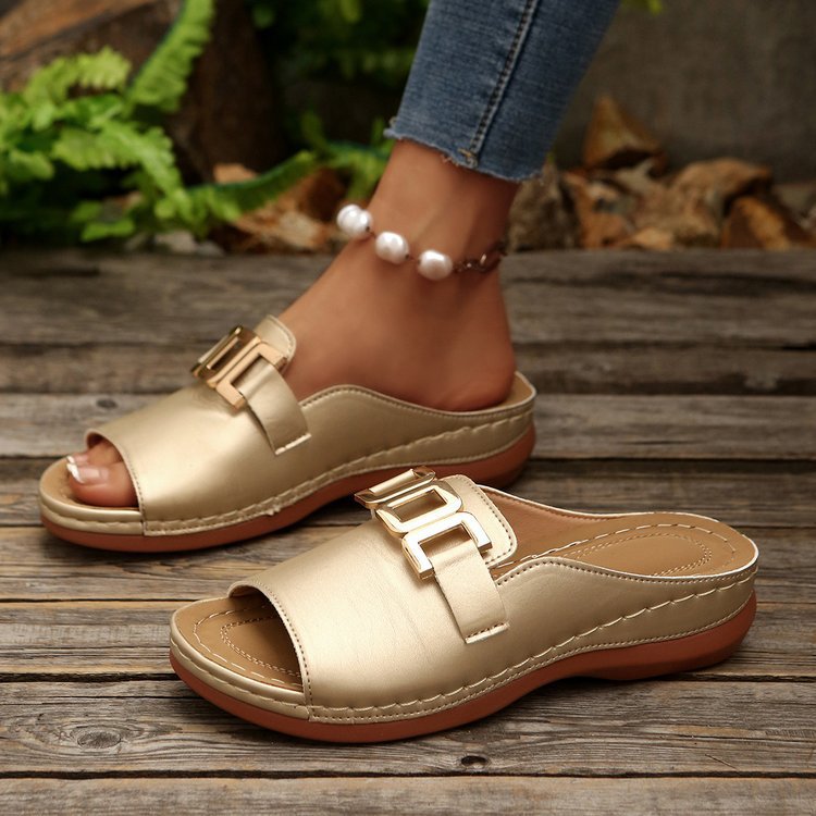 Damen Slip-On Keilabsatz Sandalen Mit Schnalle – Bequeme Plateauschuhe