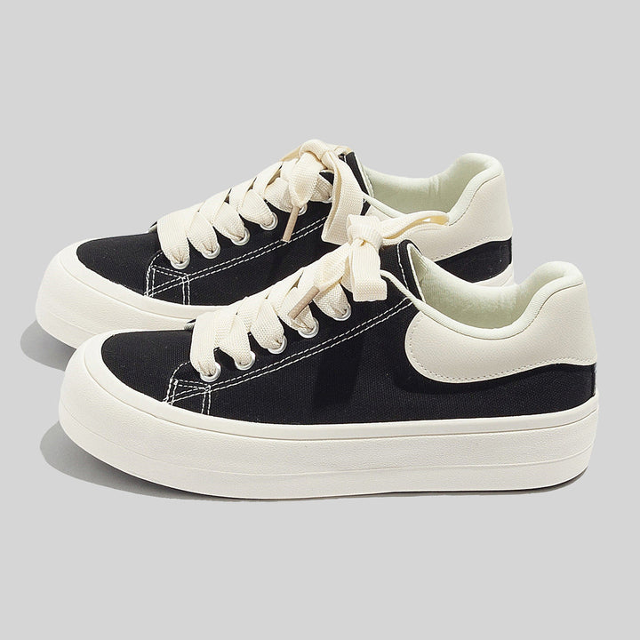 Damen Stilvolle Schnürbare Denim Sneaker Mit Plateausohle